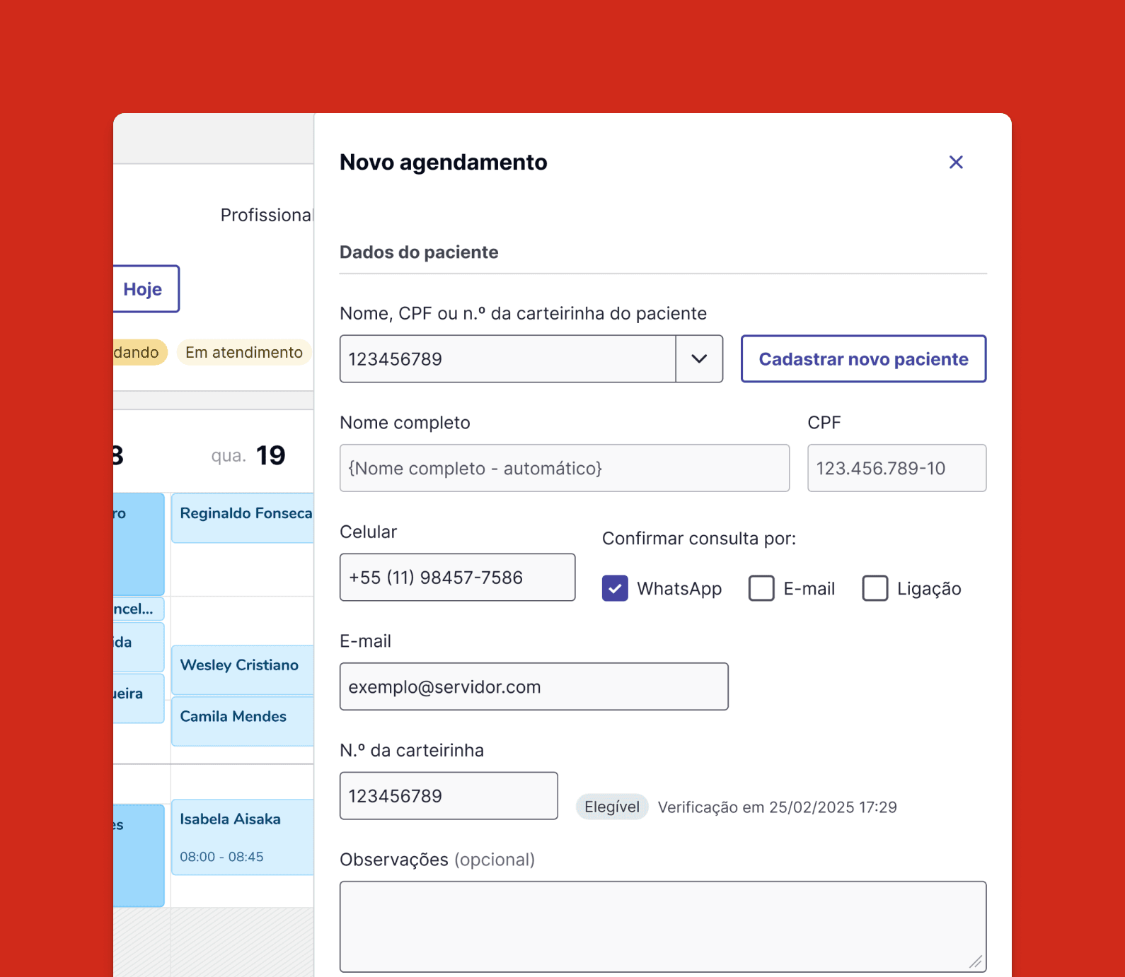 Detalhe de tela do redesign